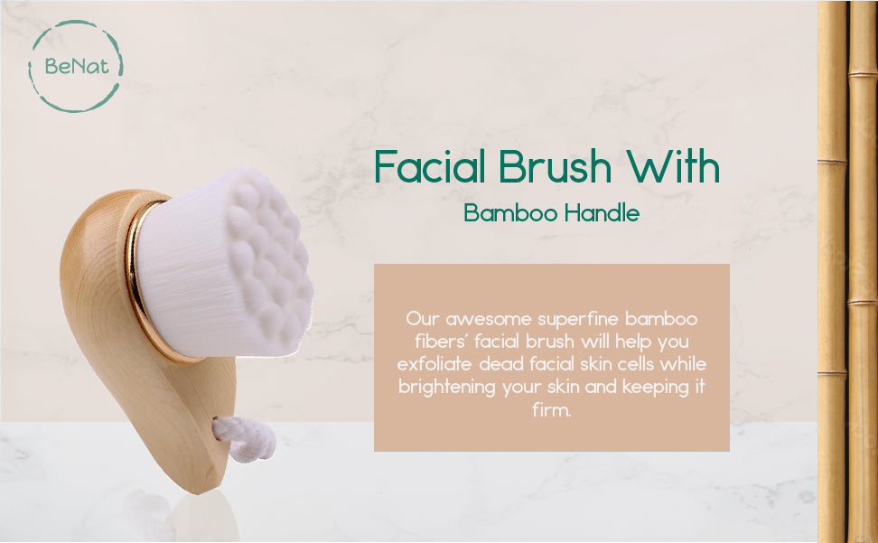 Bamboo Facial Cleansing Brush – Eco-Friendly Exfoliator for Cleaner, Brighter Skin