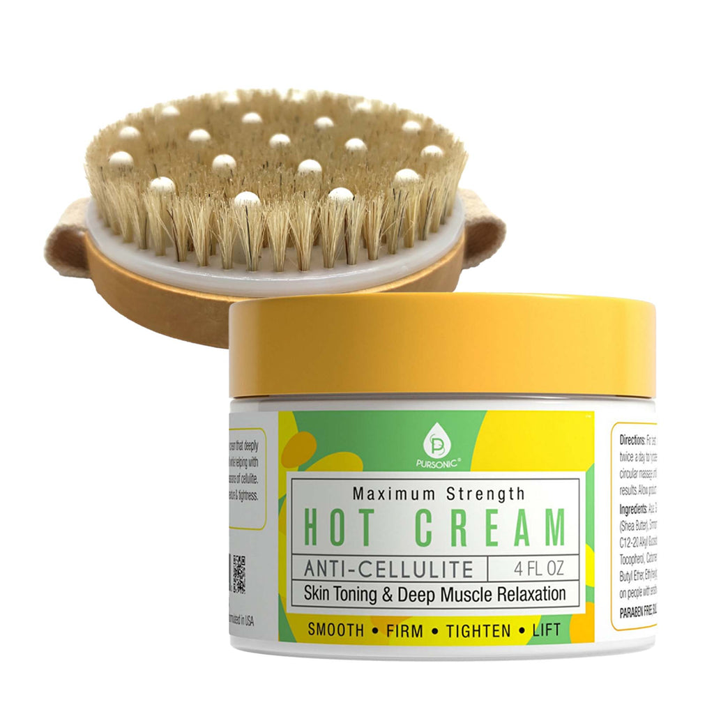 Anti-Cellulite Hot Cream Kit — Wooden Brush & Rubber Massager Set