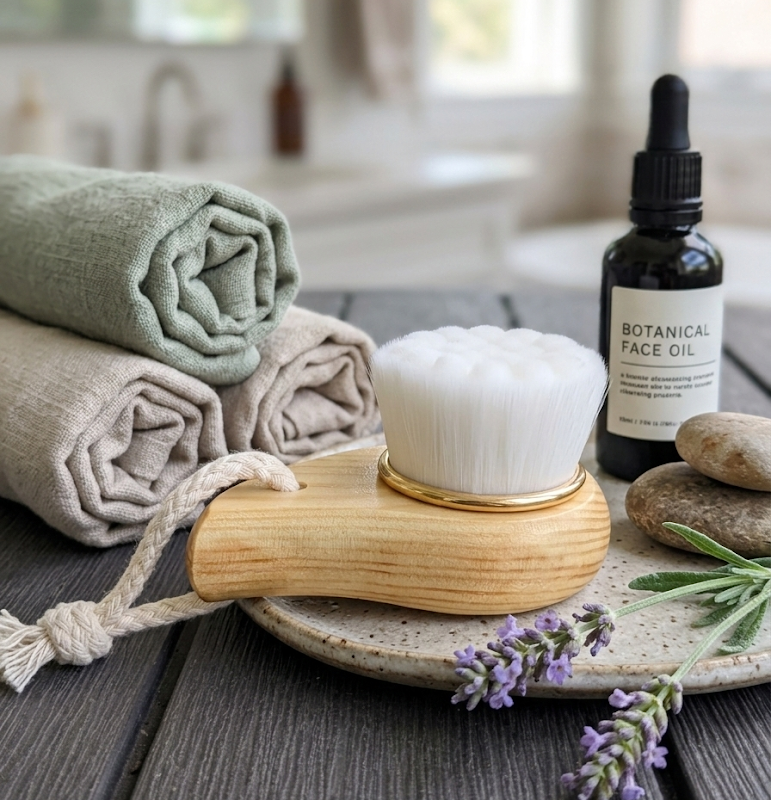 Bamboo Facial Cleansing Brush – Eco-Friendly Exfoliator for Cleaner, Brighter Skin